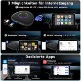 ATOTO CB6 Android Auto Wireless Adapter – CarPlay IA Box, 8GB+128GB Auto-Streaming-Box mit 4G, Dual Bluetooth, USB, integriertem GPS, KI-Assistent, microSD-Erweiterung, OTA