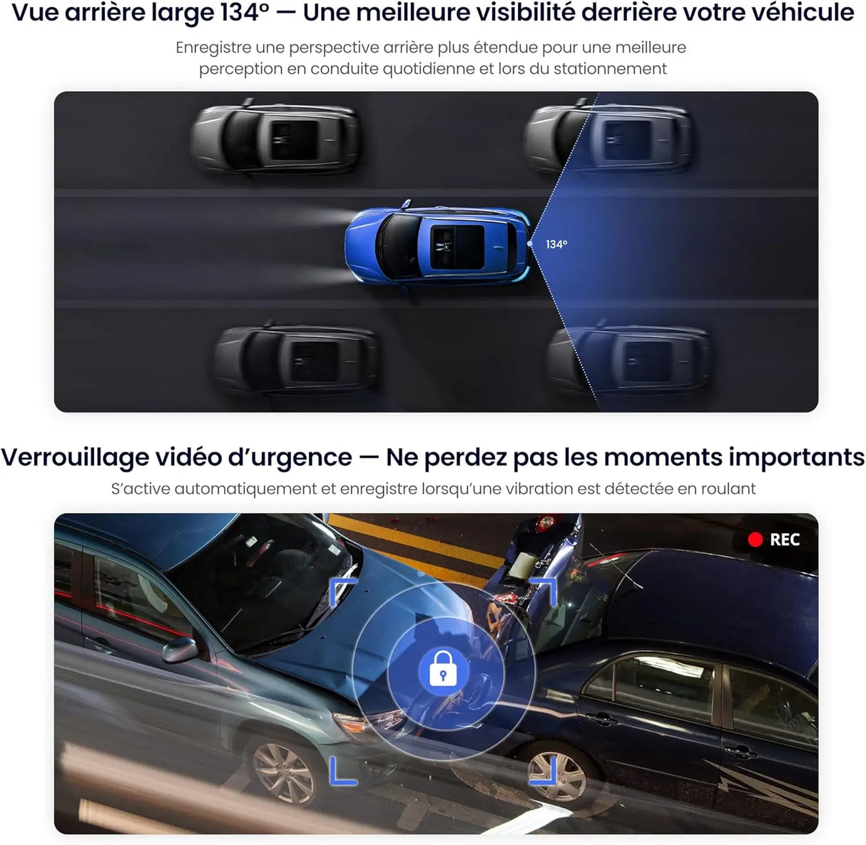 ATOTO AC-HN9RRV3 Caméra de Recul AHD 1080p, 134° Grand-Angle, Vision Nocturne Starlight, Boucle Vidéo, Mode Parking, IP67 Étanche, Capteur G, Série V10