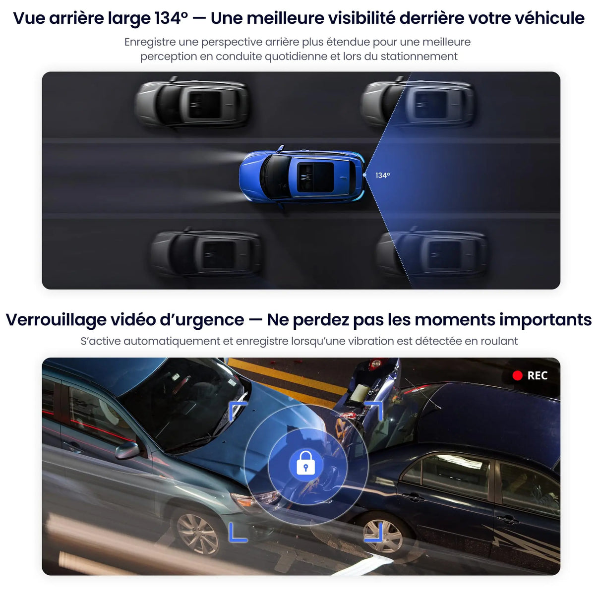 ATOTO AC-HN9RRV3 Caméra de Recul AHD 1080p, 134° Grand-Angle, Vision Nocturne Starlight, Boucle Vidéo, Mode Parking, IP67 Étanche, Capteur G, Série V10