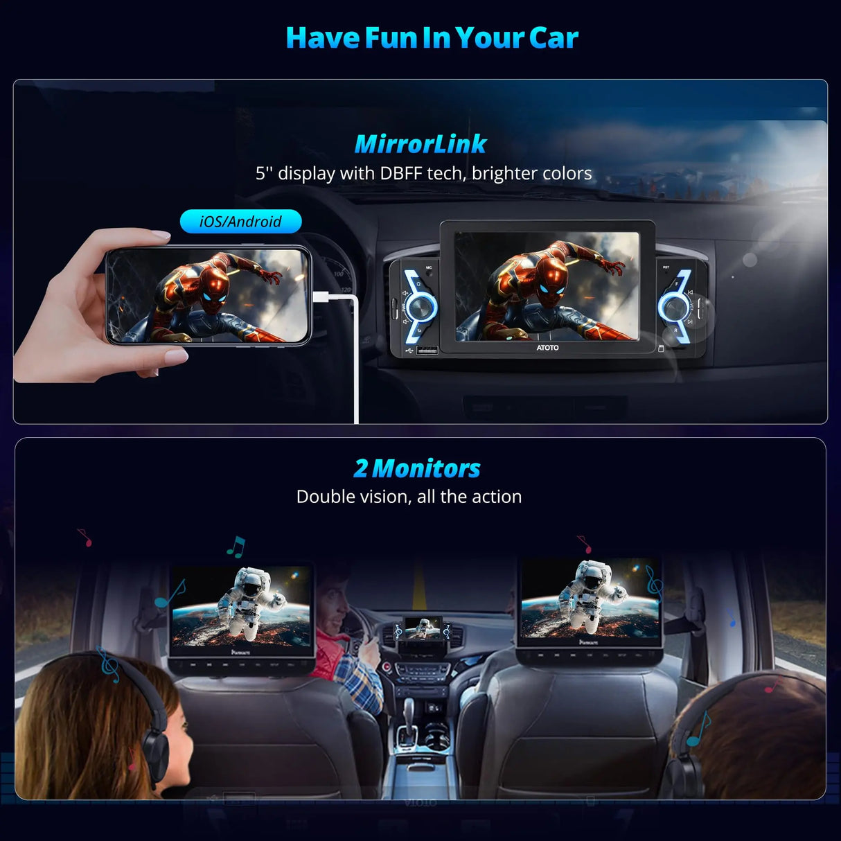 ATOTO F7WE 5 Zoll Autoradio 1din, Wireless CarPlay & kabelloses Android Auto, MirrorLink, Autoradio Bluetooth 5.3 mit Touchscreen, FM/AM/RDS, Sprachsteuerung, Live-Rückansicht, F7G1A5WE