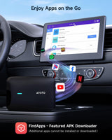 CarWave CB4B カースマートボックス Android AIボックス ATOTOLIFE ワイヤレスCarplay対応 2025年 デュアルWiFi/Bluetooth Netflix YouTube視聴可能 128GB TFカード対応 プラグ＆プレイ 車でYouTube見る方法 4G+32G 車載スマートボックス