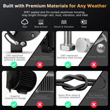 ATOTO AL-4IN6-18W LEAPROCK 4” LED Work Lights 18W Flood Beam, Smart App Controlled Off-Road Driving Lights with CarPlay & Android Auto Support, IP67 Waterproof 6000K White Pods for Truck, ATV, UTV, SUV & Boat (2-Pack)