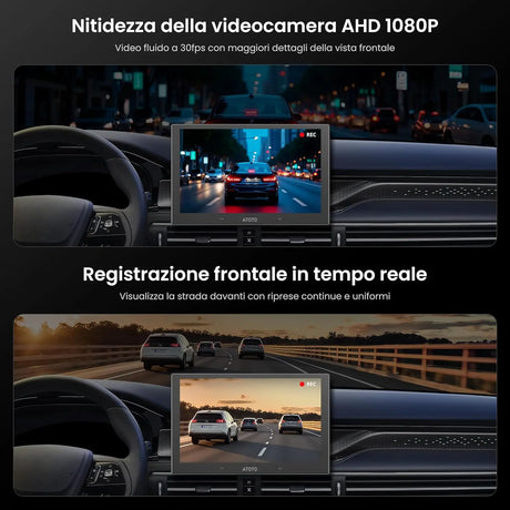 ATOTO AC-HN9FR Dashcam Anteriore AHD 1080p per Auto, 30fps, Visione Notturna Starlight, WDR, Grandangolo 136°, G-Sensore, Modo Parcheggio, Registrazione in Loop, Riproduzione Traccia GPS – Solo Serie V10
