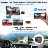 ATOTO P509SD 9'' Portable CarPlay Screen with Dash Cam, 1080p Backup Camera, CarPlay & Wireless Android Auto, Touch Screen,AUX/FM, SWC
