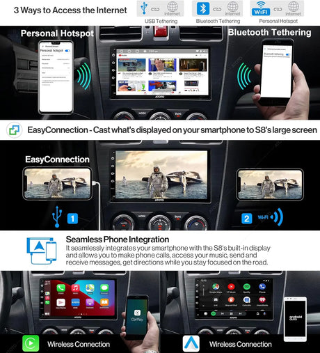 ATOTO S8G2B74PM 7" Double Din Car Stereo with QLED Display, Wireless CarPlay & Android Auto, Dual Bluetooth, HD Rearview Camera