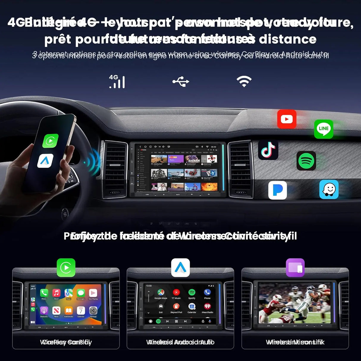 ATOTO S84G2D7PB 7" Autoradio Android 2 DIN Écran Tactile avec Éclairage d'Ambiance, Alerte de Collision d'Urgence, Surveillance de Stationnement, DSP Hi-Fi avec Sorties 4V