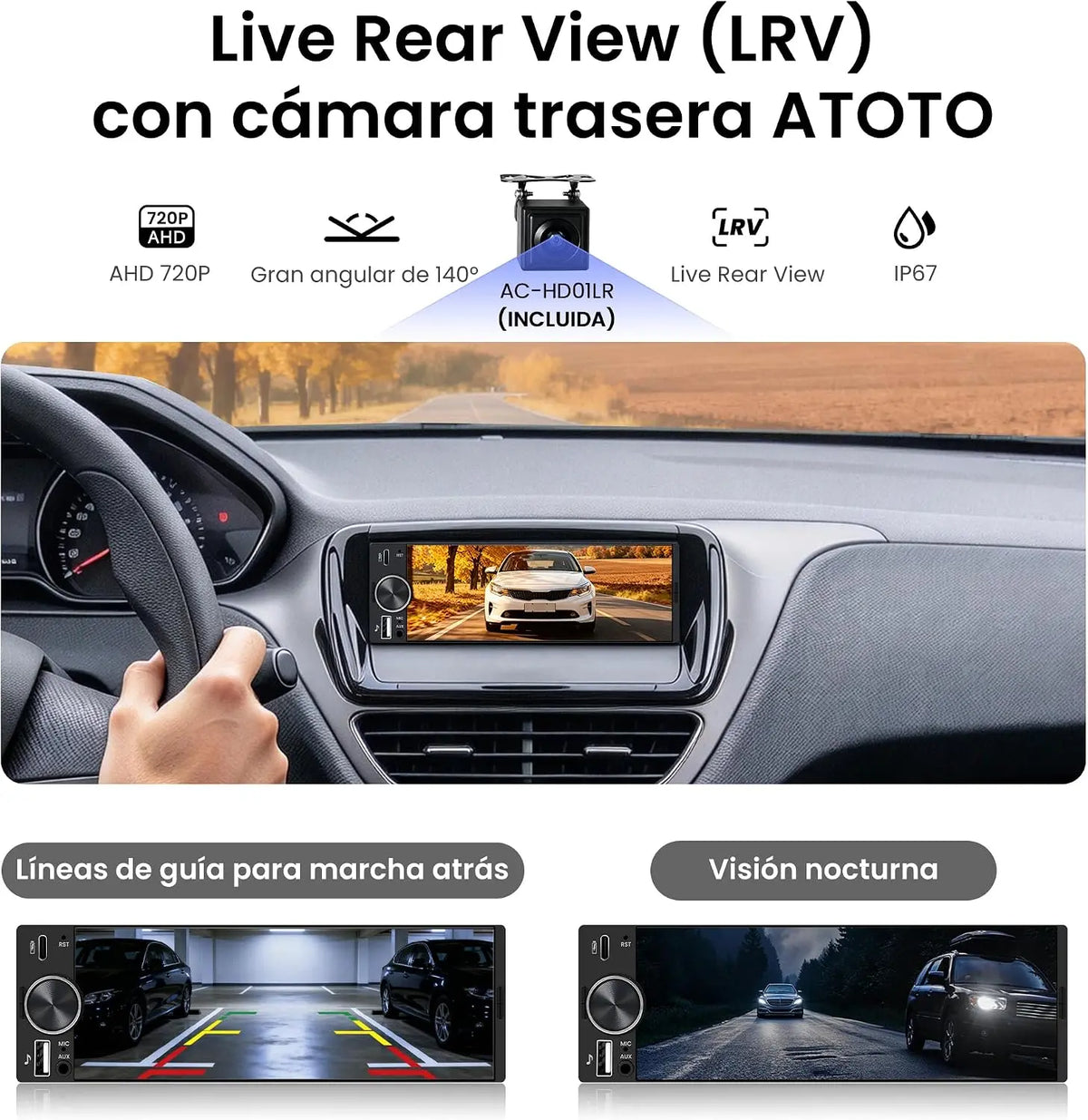 ATOTO F7G1A6WE-S01 Radio de Coche 1 DIN 6,28" con Pantalla Táctil, Apple CarPlay y Android Auto Inalámbricos