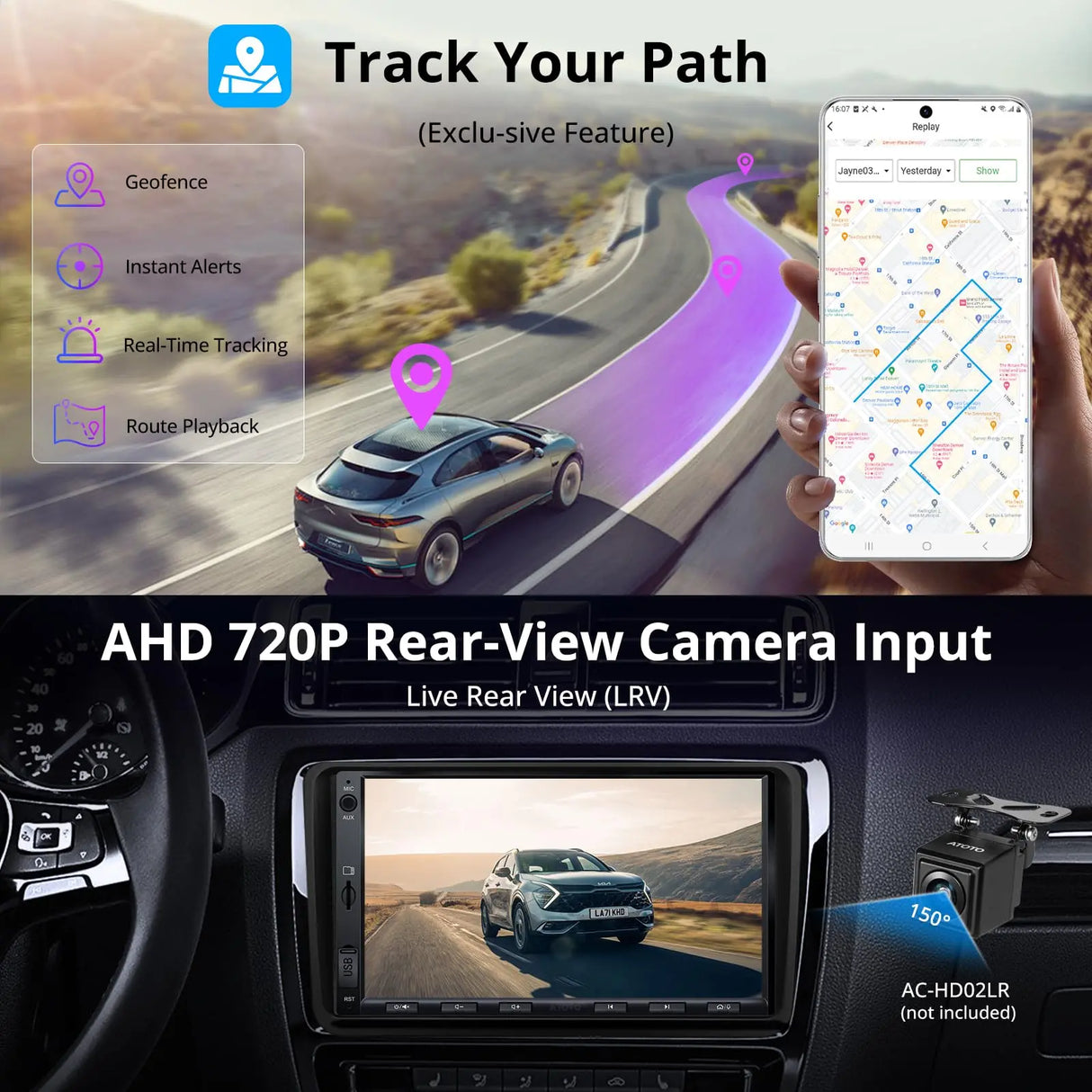 ATOTO A5LVWA7T 7" Double Din Car Stereo Compatible for VW Jetta/Tiguan/Golf/Passat, Wireless CarPlay & Android Auto, Wi-Fi/BT Tethering, 24-Band EQ DSP, Bluetooth, Mirror Link, 2+32G, FM/AUX/TF Support