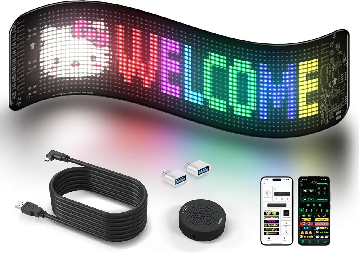 ATOTO CI-VIALD13 Scrolling Advertising LED Signs, AI Voice Control, Programmable led sign，Bluetooth APP Control，13.7" x 4"