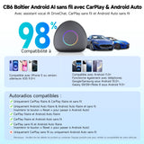 ATOTO boîtier CarPlay IA CB6 – Dongle WIFI con Mini OBD II, Android Auto y CarPlay inalámbrico, 8GB+128GB, Streaming para coche con 4G, Wi-Fi, Doble Bluetooth, USB, GPS integrado, Asistente IA, microSD, OTA