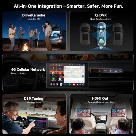 ATOTOEXCEL V10 12.5inch QLED Android Double Din Car Stereo, 6G+128G, 4G LTE, in‑Car Karaoke, Pro DSP 4V RCA, 4Channel Dash Cam Recording, Music-Sync Lighting, aptX HD BT, Wireless CarPlay&Android Auto
