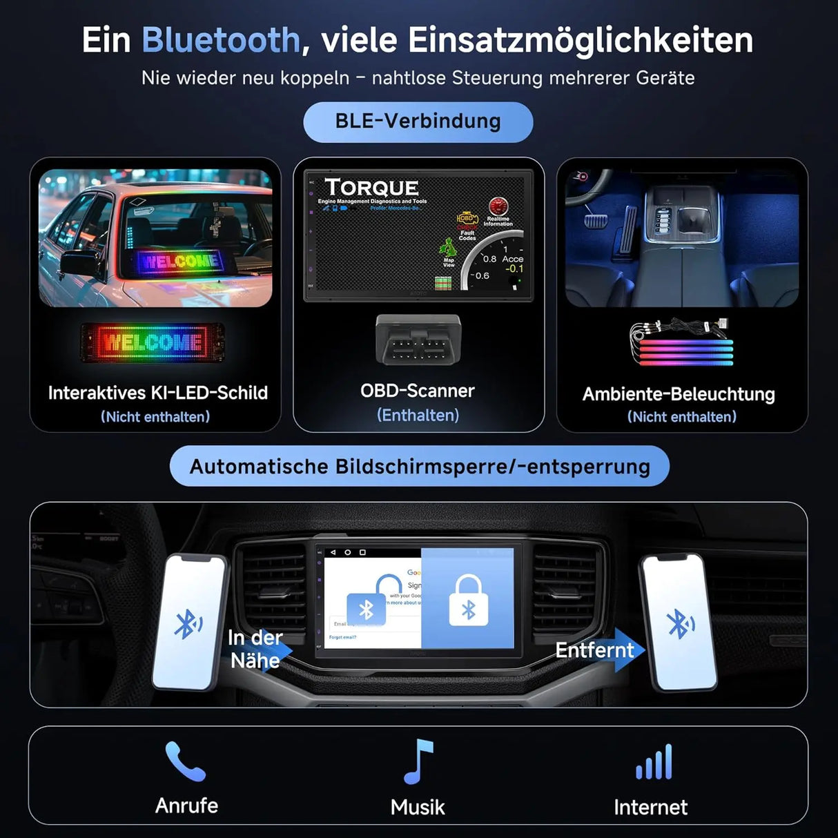 ATOTO A5LG2B7T 7" Android Doppel Din Radio mit Wireless CarPlay & Android Auto, OBD2 Bluetooth Diagnose, WiFi/BT/USB, 24-B EQ DSP, FM/AM/RDS, 2G+32G