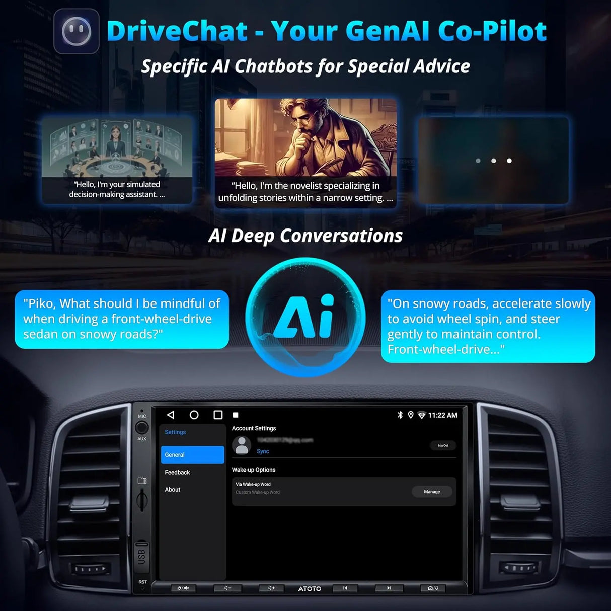 ATOTO A5LG2A7T-S04 Autoradio Android 2 DIN 7 Pulgadas con CarPlay Inalámbrico y Android Auto Inalámbrico, OBD2, EQ 24 Bandas, 2GB+32GB, WiFi/BT Tethering, FM/USB/TF