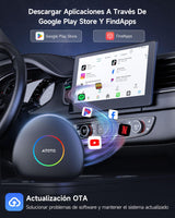 ATOTO CB6C Dongle WIFI CarPlay Inalámbrico Android 13, Caja AI Plug&Play con GPS, Asistente IA, 4G LTE, 4GB+64GB, Negro