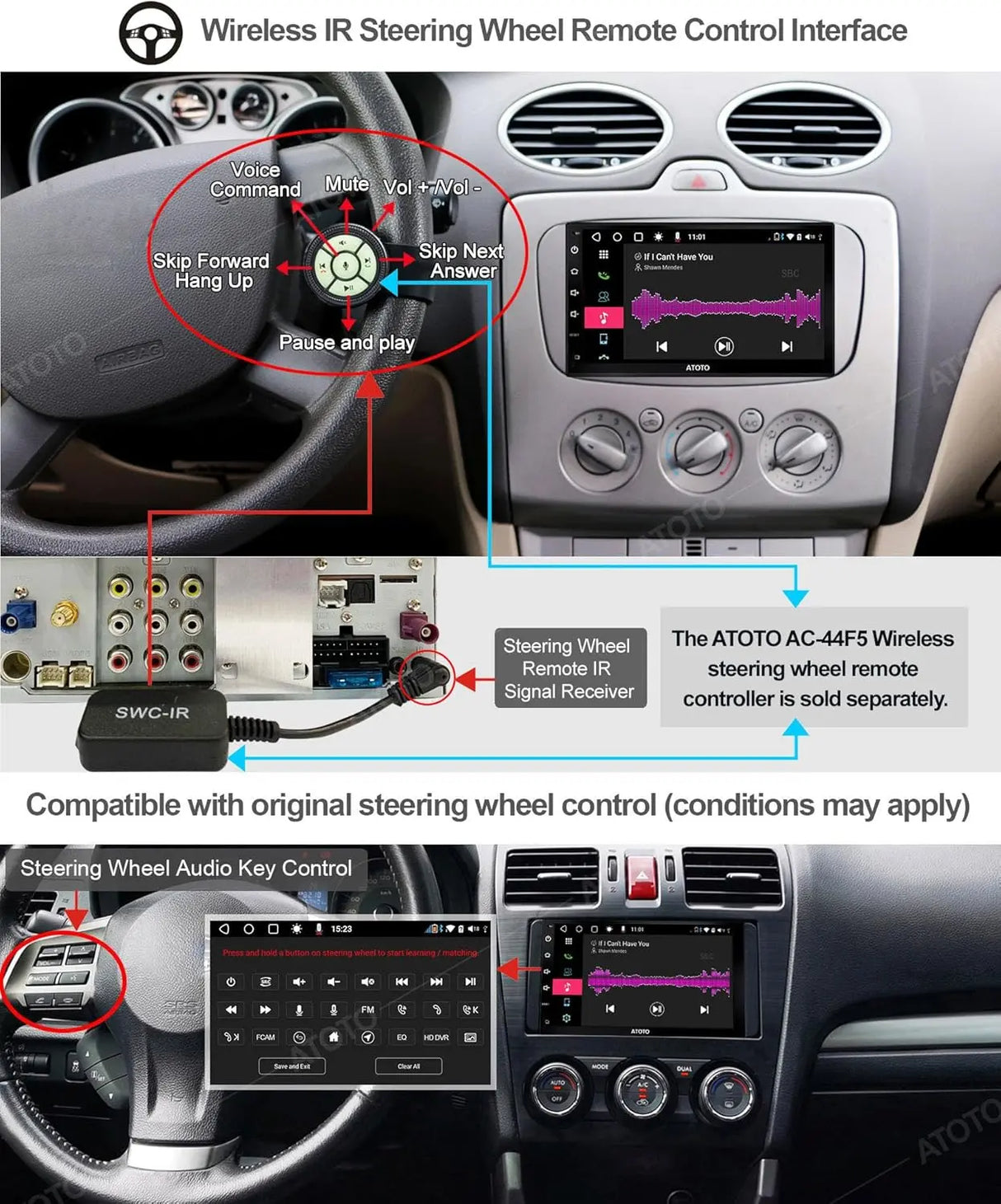 ATOTO S8G2B74PM 7" Double Din Car Stereo with QLED Display, Wireless CarPlay & Android Auto, Dual Bluetooth, HD Rearview Camera