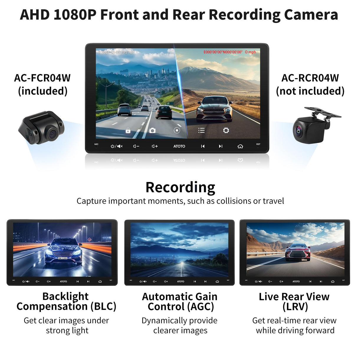 ATOTO S8G2094MS 9" QLED 8-Core Double Din Android Car Stereo with 1080P Front Camera, 4G+32G, Wireless CarPlay & Android Auto, Built-in 4G, Dual Bluetooth, DSP & SCVC, AI Chat