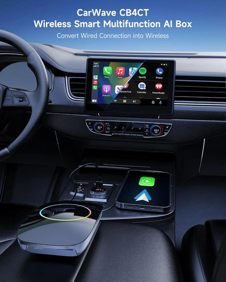 ATOTO CarWave CB6 Magic AI Box - Wireless CarPlay & Android Auto, Android 13 OS, 8-Core, 8G+128G, Car Streaming Video Box for Netflix, Spotify, 4G LTE, WiFi, Dual Bluetooth, OBD II, microSD, OTA, Gray