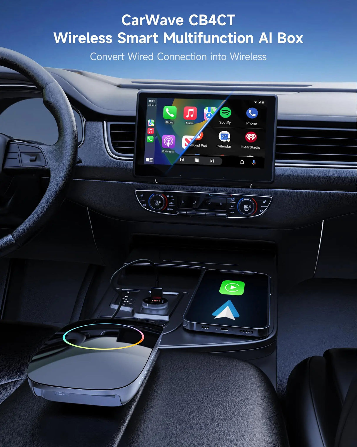 カーナビ ATOTO CB4CT ATOTO CB4CT Magic Box – AI Wireless CarPlay Adapter with Mini OBD2