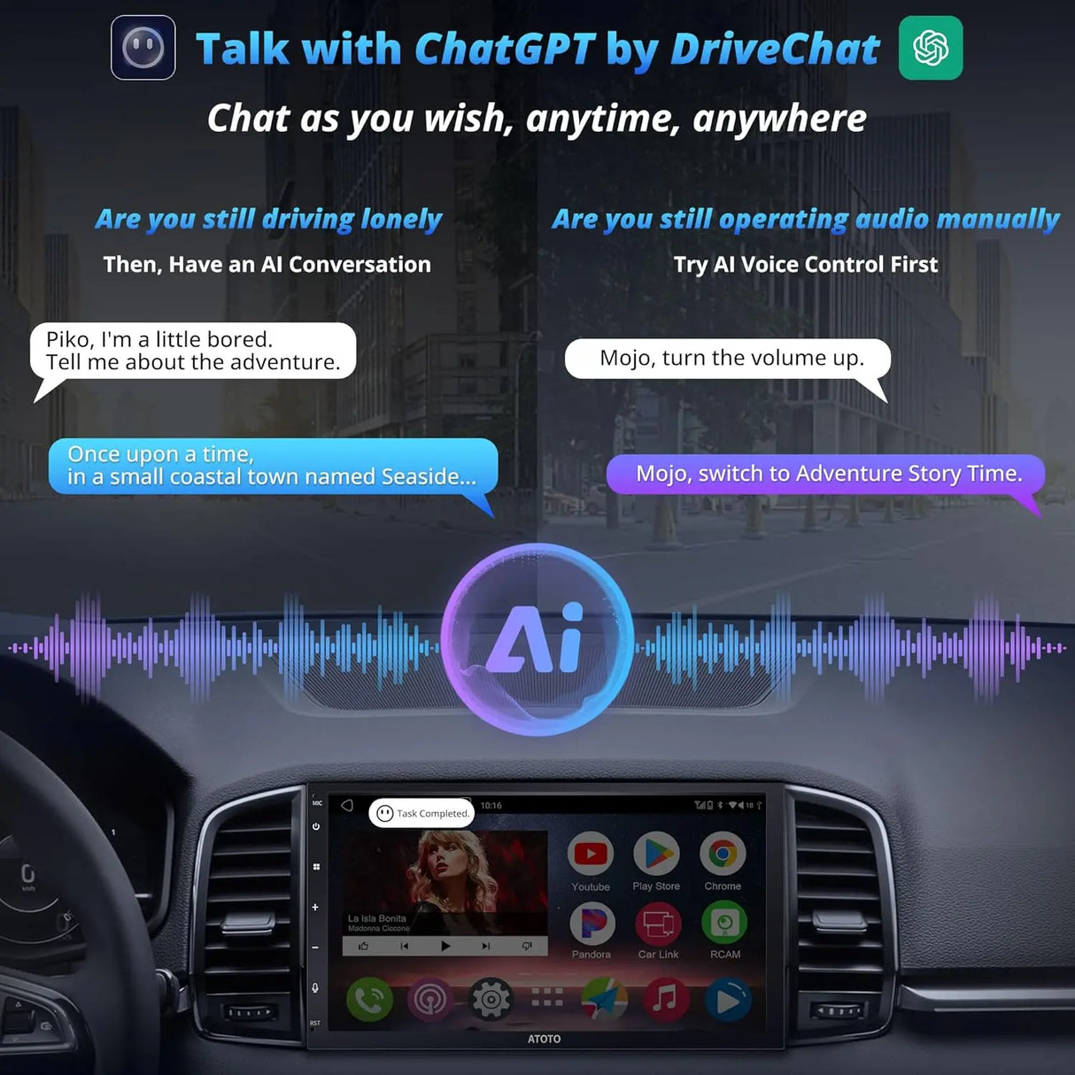 ATOTO A6G2C7PF 7" Double Din Car Stereo, Fully Laminated Screen, Microphone, Wireless Android Auto & CarPlay, DAB+ Ready, GPS, Dual Bluetooth, WiFi, ChatGPT Voice Assistant