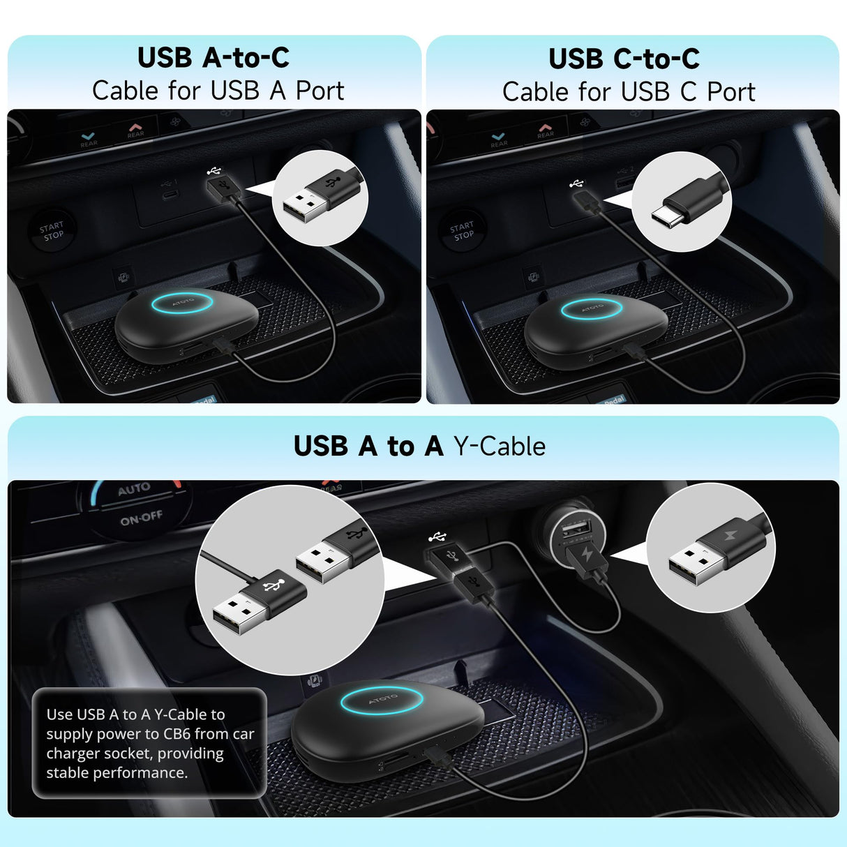 ATOTO CB6 AI Bluetooth CarPlay Adapter with OBDII Scanner, 8GB RAM, 128GB Storage, 4G LTE, GPS Navigation, Mirror Link, Voice Control, Bluetooth, OTA Updates