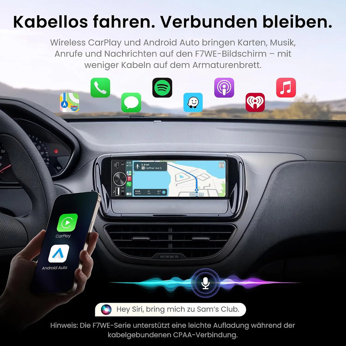 ATOTO F7WE 6.28 Zoll Autoradio 1 DIN mit Kabellosem CarPlay & Android Auto