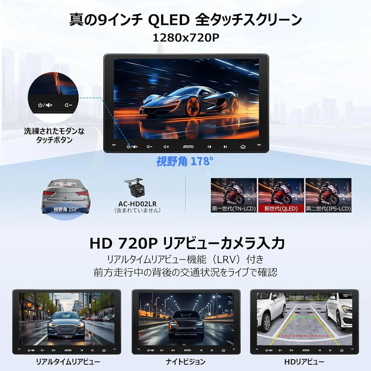 9インチ2DIN Android ディスプレイオーディオ カーナビ ワイヤレス