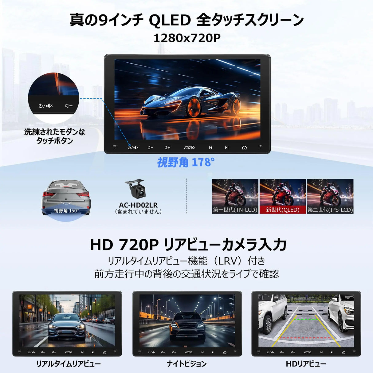 9インチ2DIN Android ディスプレイオーディオ カーナビ ワイヤレス