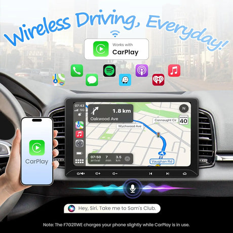 ATOTO F7G2A7XE 7" Double DIN Car Stereo, QLED Display, Backup Camera, Microphone, Wireless CarPlay & Android Auto, In-Dash Navigation, MirrorLink, Bluetooth, HD LRV, SXM, Phone Charging