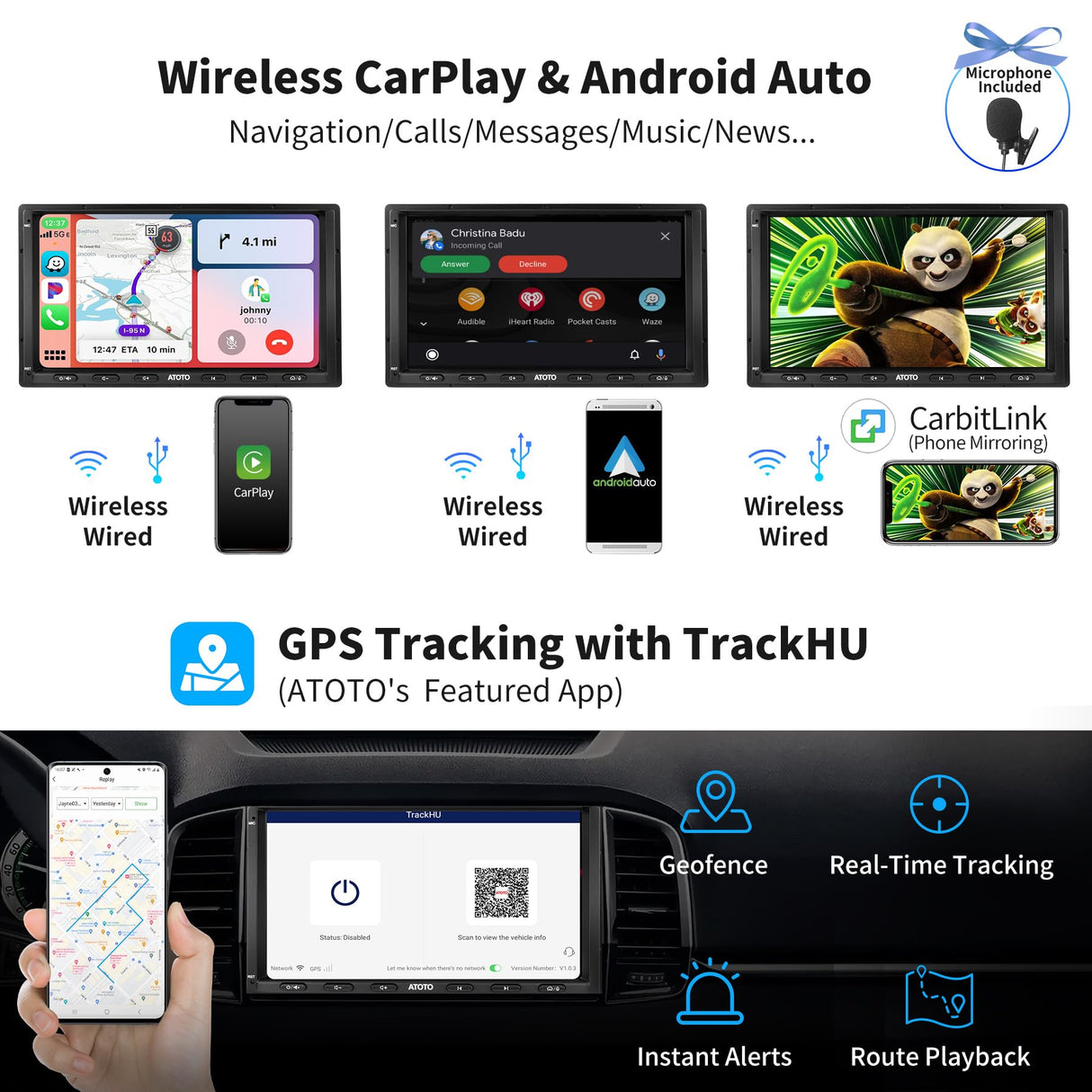 ATOTO S8 UN 7" QLED Double Din Android in-Dash Navigation, Wireless CarPlay & Android Auto, AI Voice Assistant, GPS Tracking, VSV&LRV, Built-in 4G LTE, 6G+128G, 4 * 49W Amp, 2 Bluetooth, S8G2A79UN