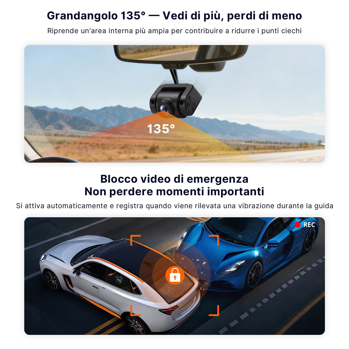ATOTOEXCEL Telecamera Abitacolo,Rivolta Indietro(Montata Davanti),AHD 1080p,30fps,Visione Notturna Starlight,Grandangolo 135°,Reg. in Loop,Modalità Parcheggio,Compatibile Solo con Serie V10,AC-HN9CBV1