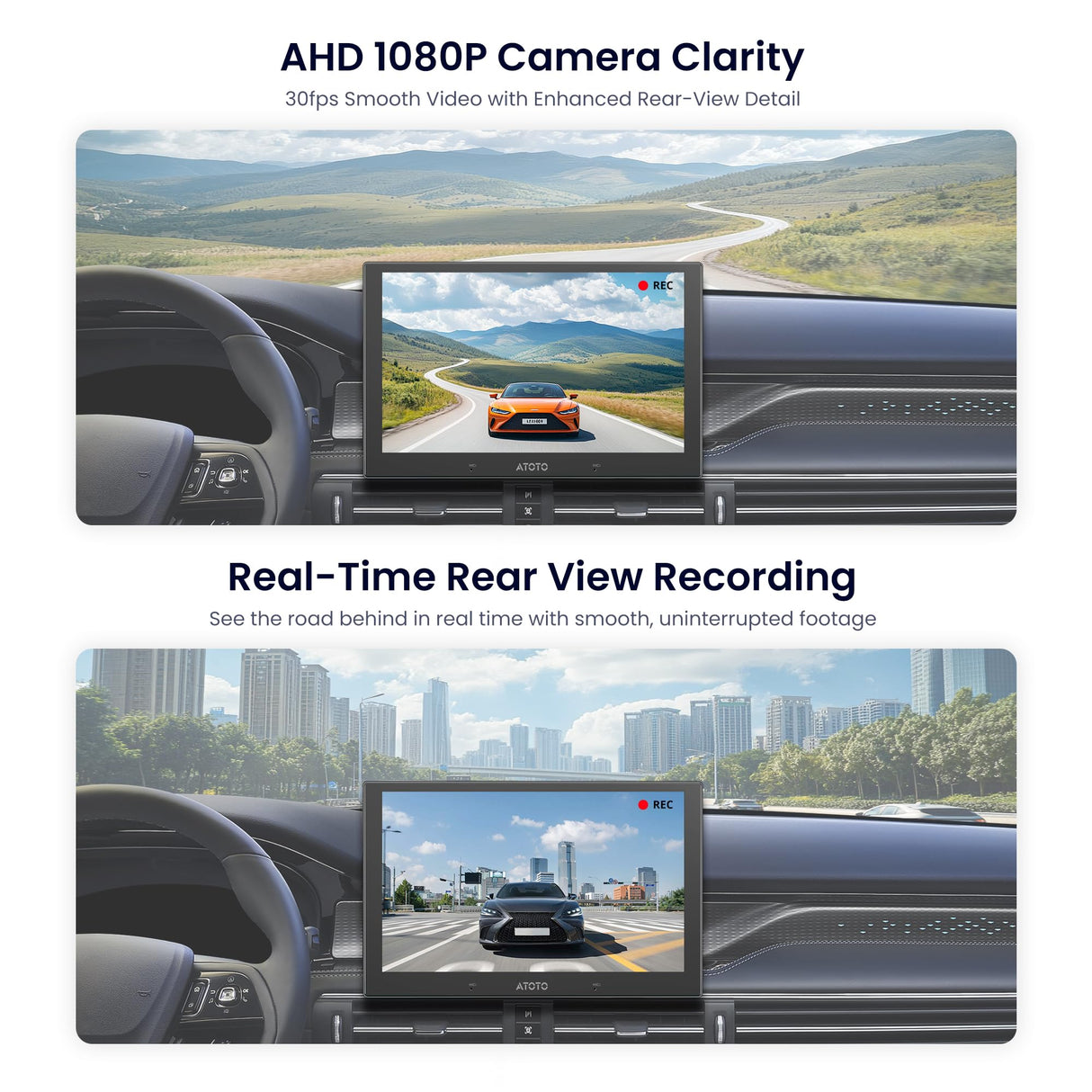 ATOTO AC-HN9RRV3 AHD 1080p Backup Camera, 30fps, 134° Wide-Angle, Starlight Night Vision, IP67 Waterproof, G-Sensor, Parking Mode, Loop Recording – Only for V10 Series