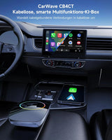 ATOTO CB4CT CarPlay AI Box – Adaptador CarPlay inalámbrico y Android Auto con Android 2GB+16GB, Caja de vídeo para YouTube, Netflix y más, Wi-Fi/Bluetooth doble, OTA, Negro