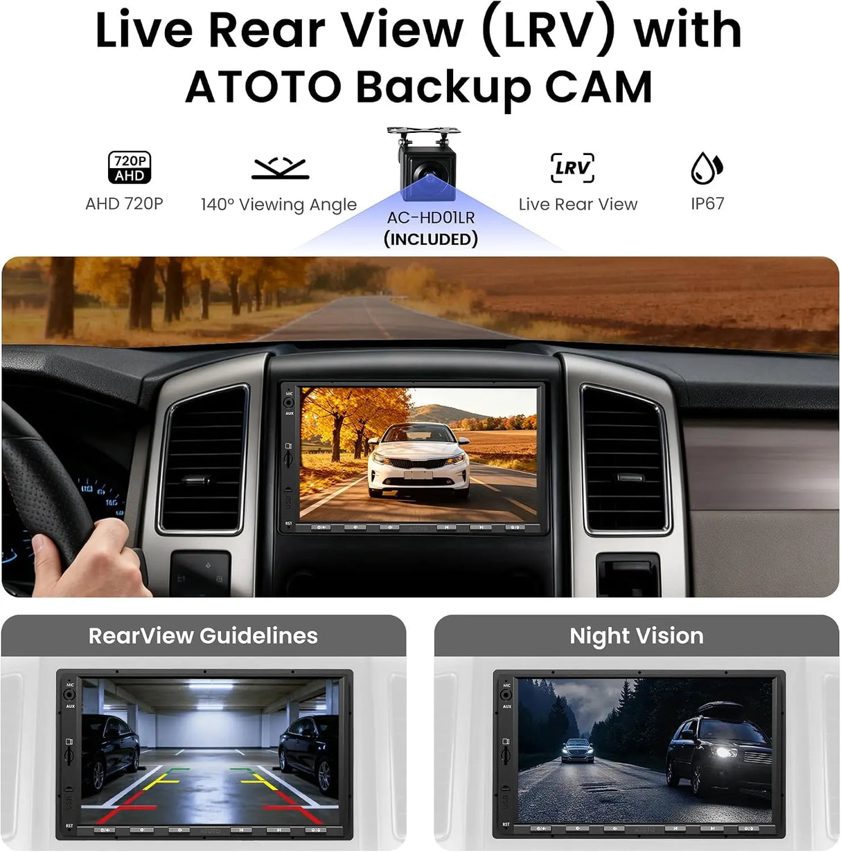 [Upgrade] ATOTO F7G2A7WE-S01 7" Double Din Car Stereo with HD LRV Camera, Wireless CarPlay, Wireless Android Auto, Touchscreen, Bluetooth, Phone Mirroring, USB Video & Audio