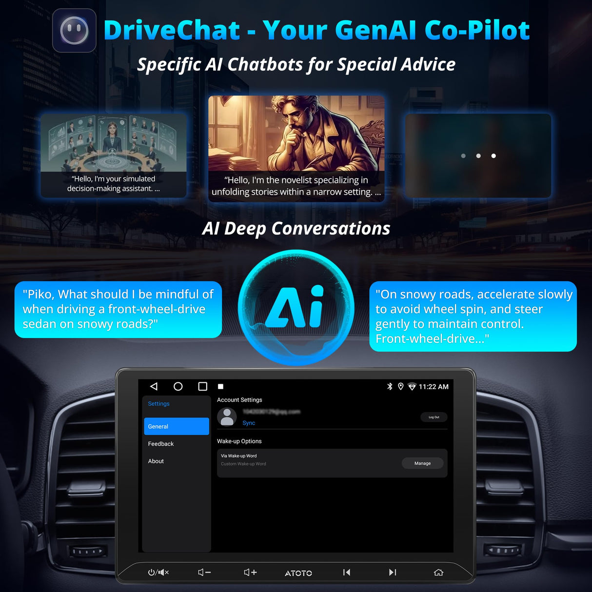 ATOTO A5LG211T 10.1" Android Double Din Radio with Wireless CarPlay/Android Auto, LRV Backup Camera & DVR Dashcam, WiFi/Bluetooth/USB Tethering, 2+32GB, 24-Band EQ & DSP, SWC/FM, MirrorLink, AI Chat