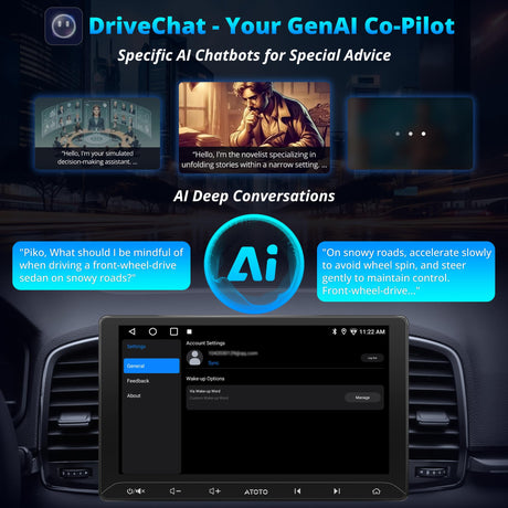 ATOTO A5LG211T 10.1" Android Double Din Radio with Wireless CarPlay/Android Auto, LRV Backup Camera & DVR Dashcam, WiFi/Bluetooth/USB Tethering, 2+32GB, 24-Band EQ & DSP, SWC/FM, MirrorLink, AI Chat