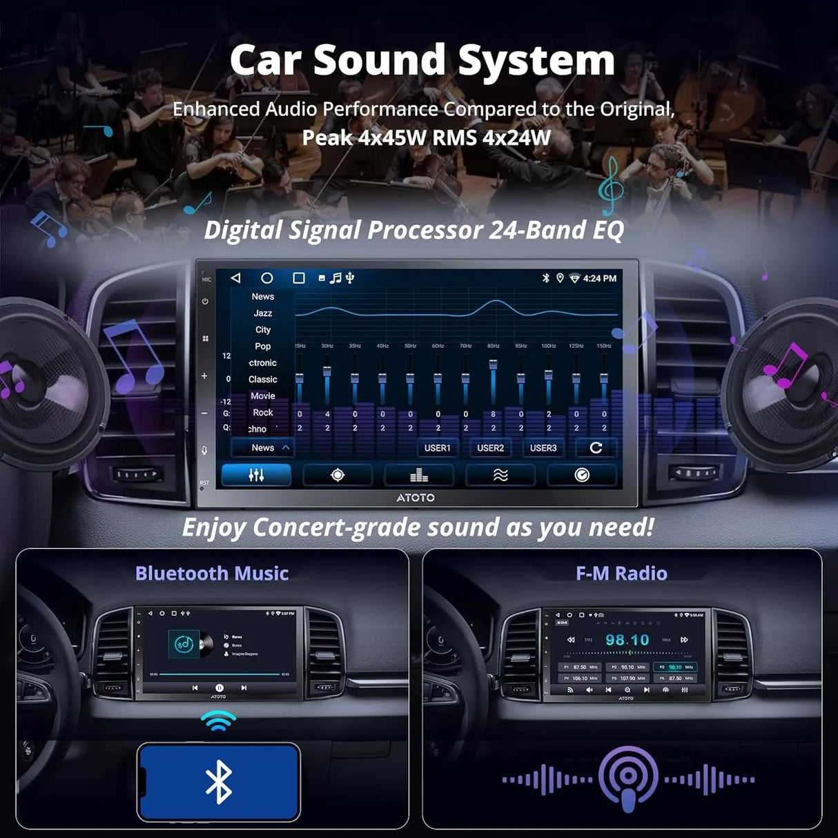 ATOTO F7 WE 7inch Double DIN Car Stereo, Wireless CarPlay & Wireless A