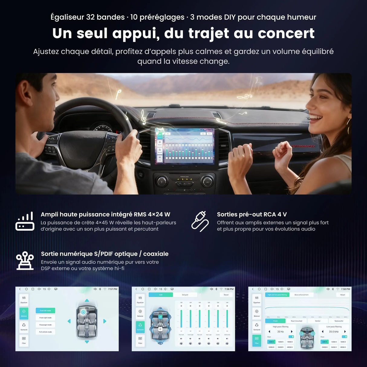 ATOTO S84G211P-S01 10,1 Pouces QLED Android Autoradio Double DIN, CarPlay et Android Auto sans fil, 4G LTE, Wi-Fi/Partage de connexion USB, DSP Hi-Fi avec pré-sortie 4V, avec caméra de recul, 4G+64G