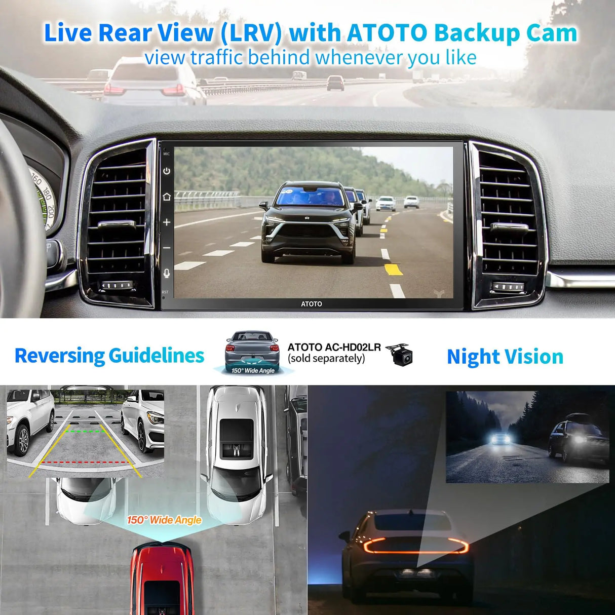 ATOTO F7G2B7WE 7" Double Din Head Unit with Wireless CarPlay & Android Auto, HD Touchscreen, Bluetooth, GPS Navigation, FM/AM, MirrorLink, HD Live Rearview, Voice Control