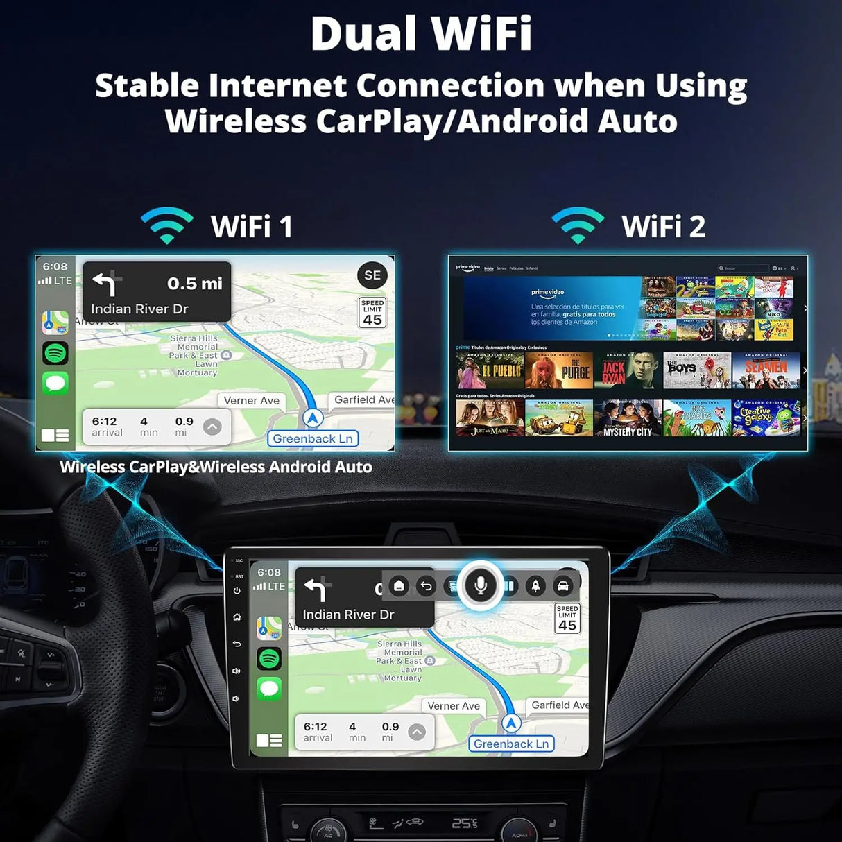 ATOTO CB4 Android Auto Wireless Adapter with OBD2, AI Video Box