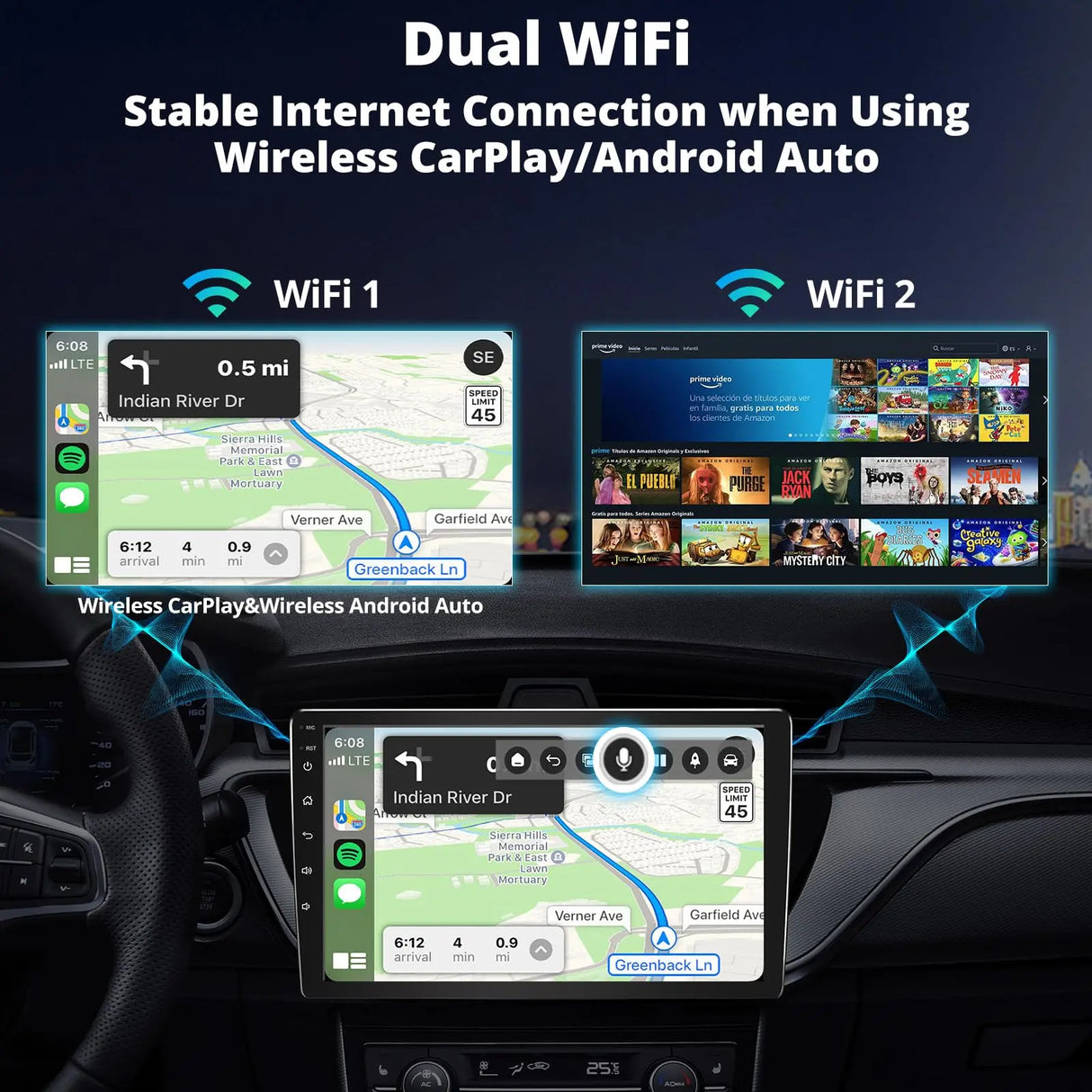 ATOTO CarWave CB4 AI Box CarPlay/Android Auto Wireless Adapter,OBD2 Diagnostic, 4-in-1 Video Box w/YouTube, Dual Bluetooth & WiFi, 2GB+16GB (Up to 128GB), Plug & Play for OEM Wired CarPlay & Android Auto Stereo