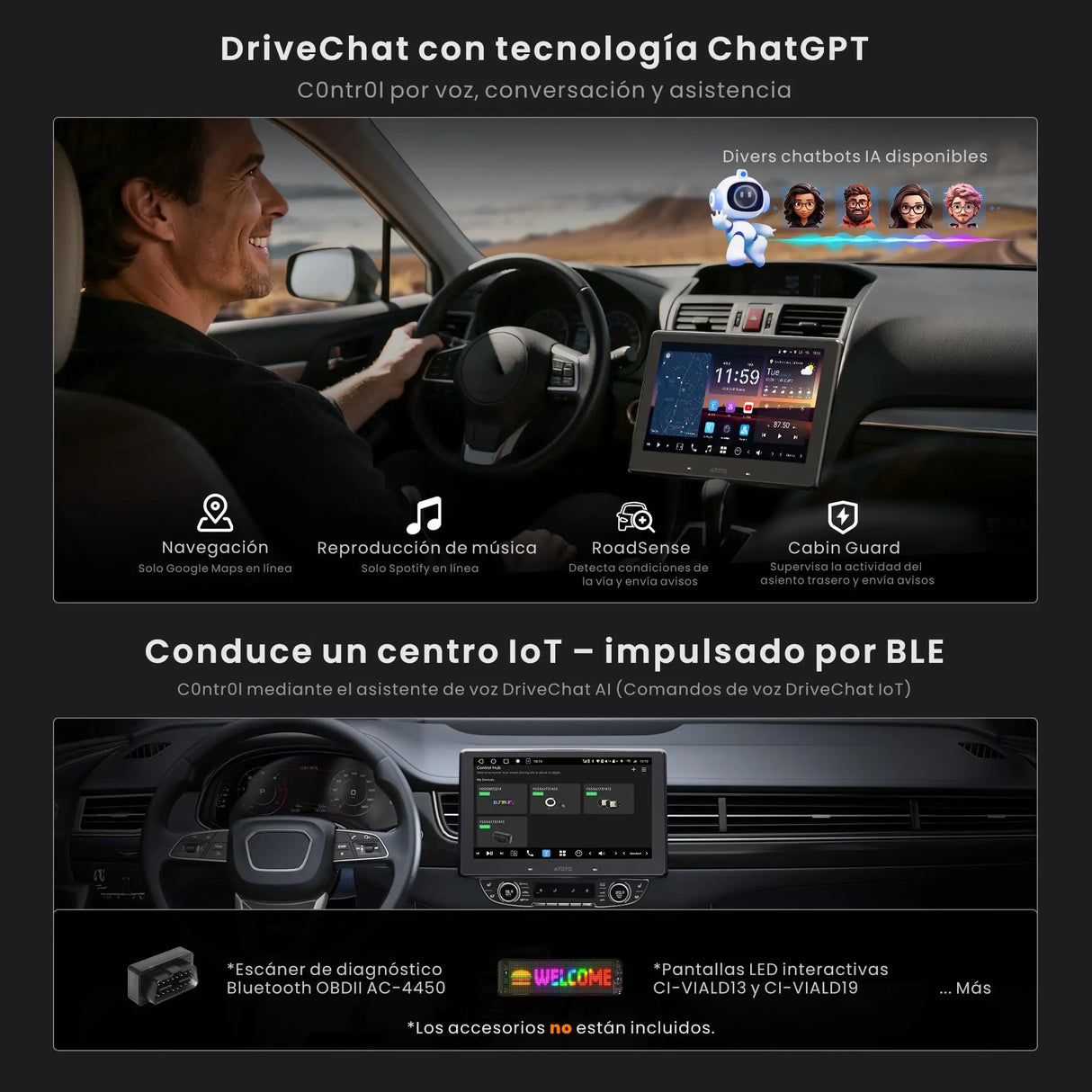 ATOTOZONE X10DG209E 9" QLED Dab Radio 2 DIN Android, 8+128 G, Carplay inalámbrico y Android Auto, 4G LTE, Asistente de Voz AI, Seguimiento GPS, Micrófono Dual & BT, LRV, 36B-EQ,Entrada HDMI