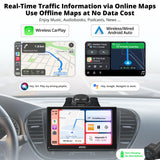 ATOTO P8 7" Portable Touchscreen Car Stereo with Bluetooth Wi-Fi, CarPlay and Android Auto Wireless, Multimedia Audio Player with GPS Tracking, MirrorLink