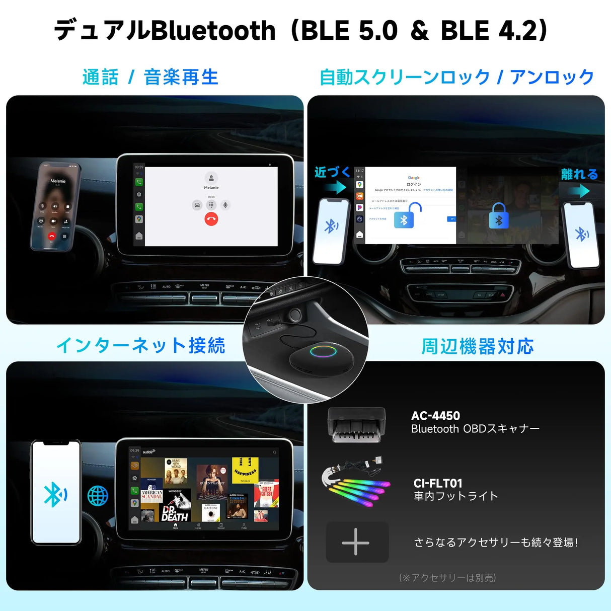 ATOTO CB6D ワイヤレスアダプター CarPlay AI Box「Magic Box」8GB+128GBモデル、ワイヤレスCarPlay・Android Auto・Android 13搭載、YouTube・Netflix・Spotify動画対応、4G LTE内蔵・Wi-Fi・デュアルBluetooth・GPS・AIアシスタント・Micro SDカード対応・ブラック