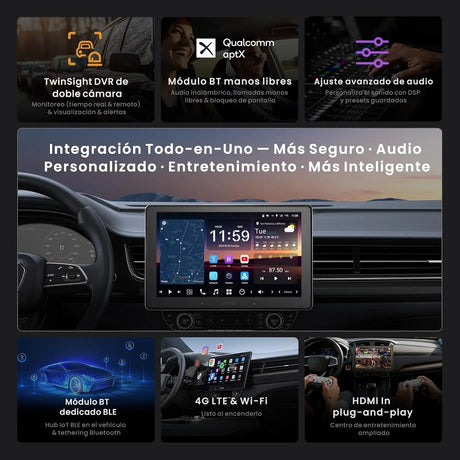 ATOTO X10G209E Autoradio Double Din 9 Pulgadas X10 – Entrada Cámara Delante y Detrás 1080P, Pantalla Táctil QLED, 8GB+128GB, CarPlay Inalámbrico, Android Auto, 4G LTE, Wi-Fi, Bluetooth, DSP, AMP, Subwoofer, GPS