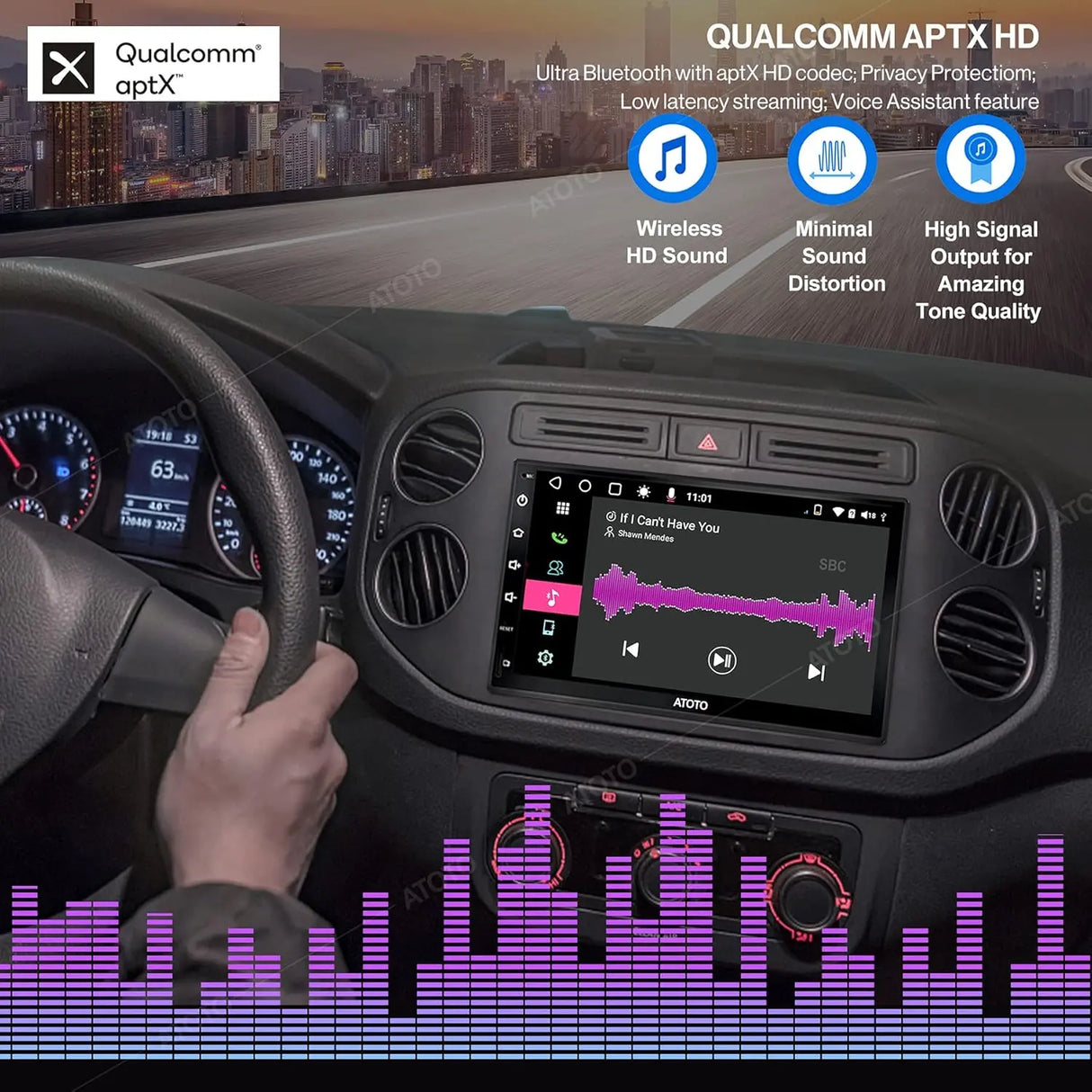 ATOTO S8G2B74PM 7" Double Din Car Stereo, QLED Touchscreen, Wireless CarPlay & Android Auto, Dual Bluetooth with aptX HD, Split-Screen Display, HD Rearview with Live Rear View, USB Tethering, SCVC & More