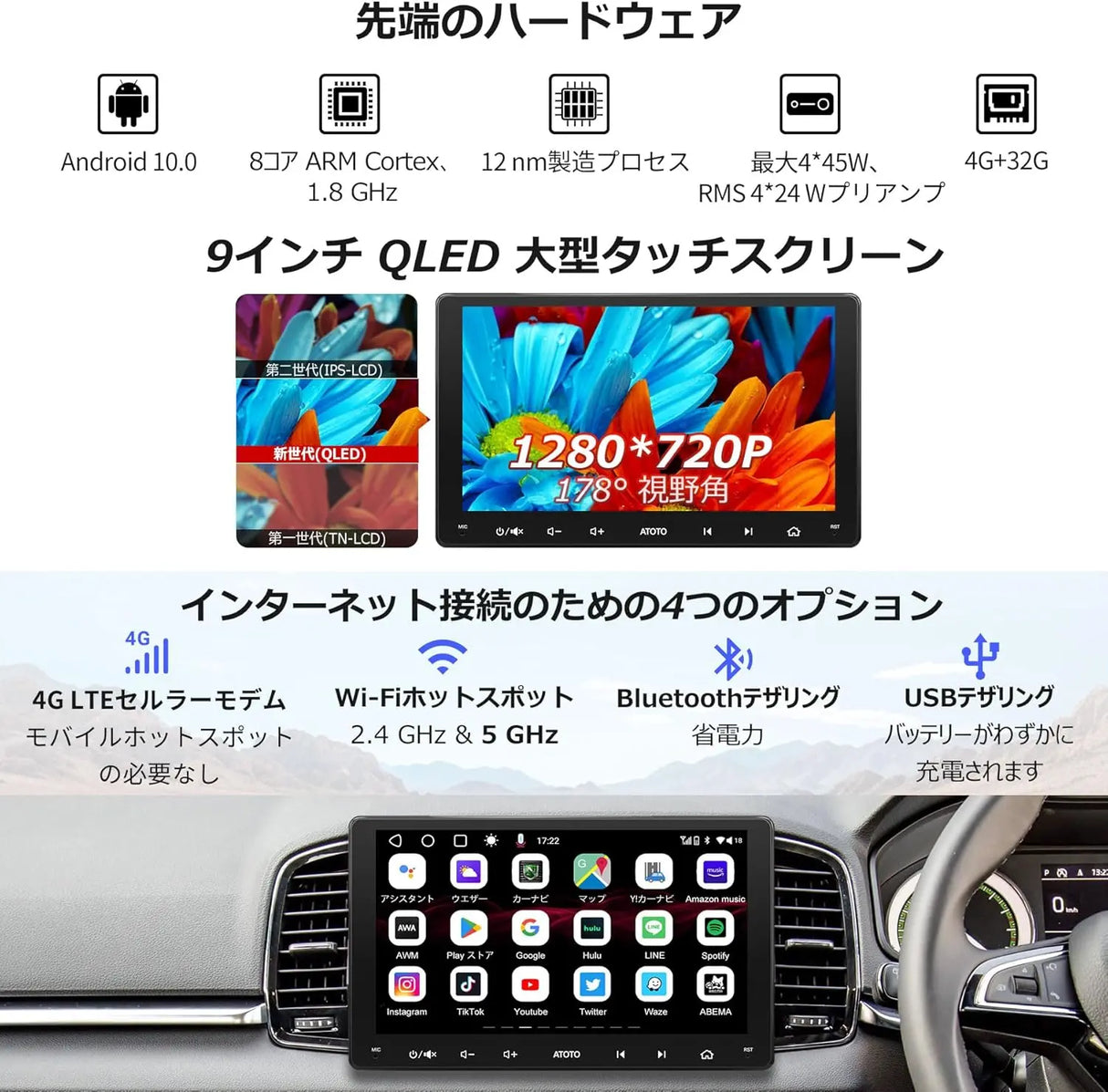 ATOTO S8 9インチ2DIN Android カーナビ ディスプレイオーディオ ATOTO S8 9インチ2DIN Android カーナビ ディスプレイオーディオ