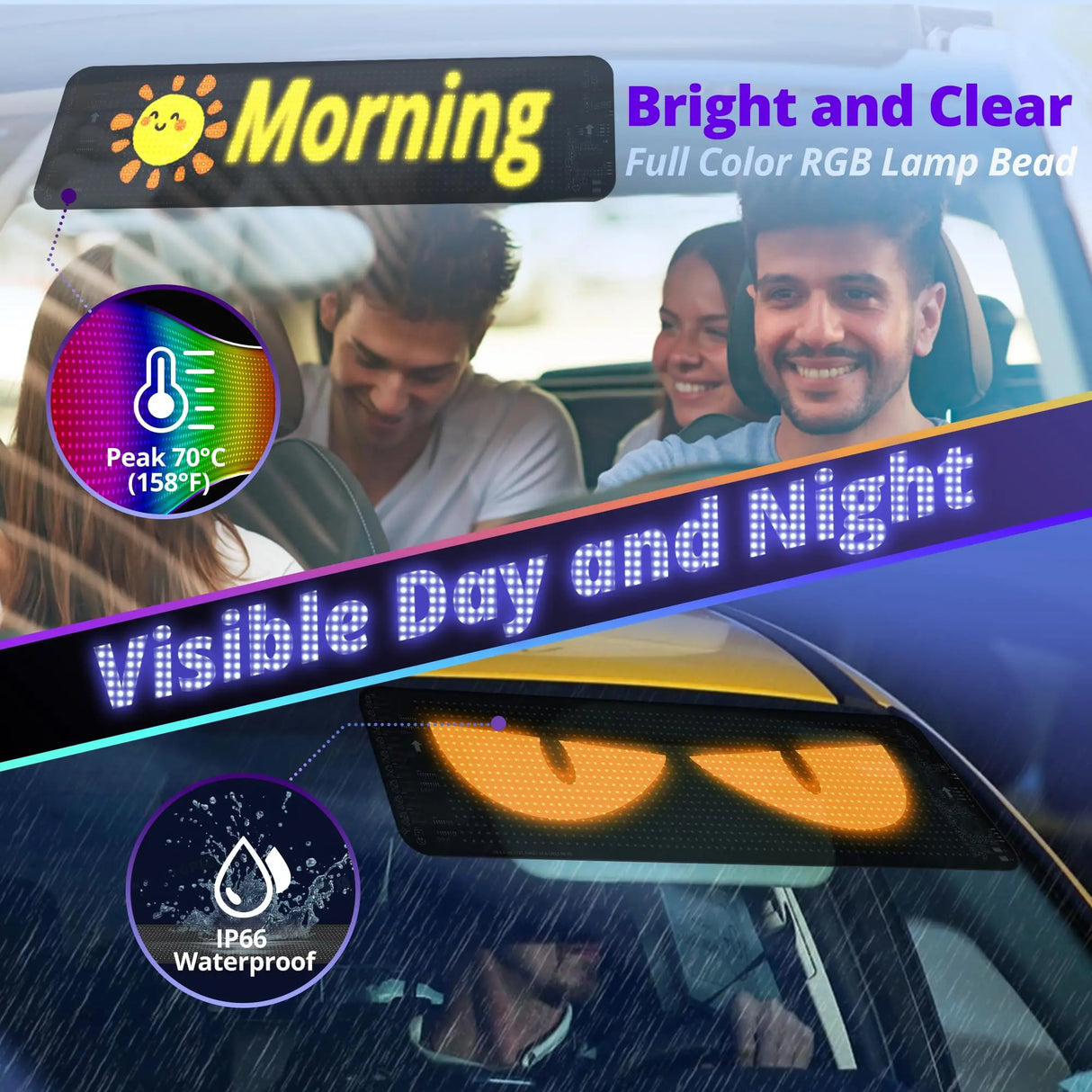 ATOTO CI-VIALD19 19.4" x 4.3" Programmable LED Sign, Scrolling Advertising Display, AI Voice Control, Bluetooth APP Control, USB 5V, Custom Text, Pattern, GIF, Animation