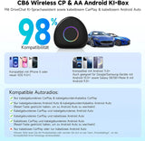 ATOTO CB6 Android Auto Wireless Adapter – CarPlay IA Box, 8GB+128GB Auto-Streaming-Box mit 4G, Dual Bluetooth, USB, integriertem GPS, KI-Assistent, microSD-Erweiterung, OTA