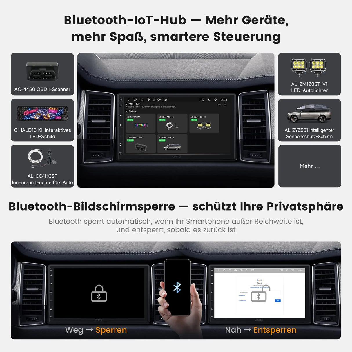 ATOTO A7G2B7PKL-S04 Android Autoradio 2 DIN, 7 Zoll QLED Navi [Inkl. OBD2 Scanner] 4G LTE Integriert, Wireless CarPlay & Android Auto, Hi-Fi DSP Optischer Ausgang/4V Pre-Out, AI DriveChat, SCVC