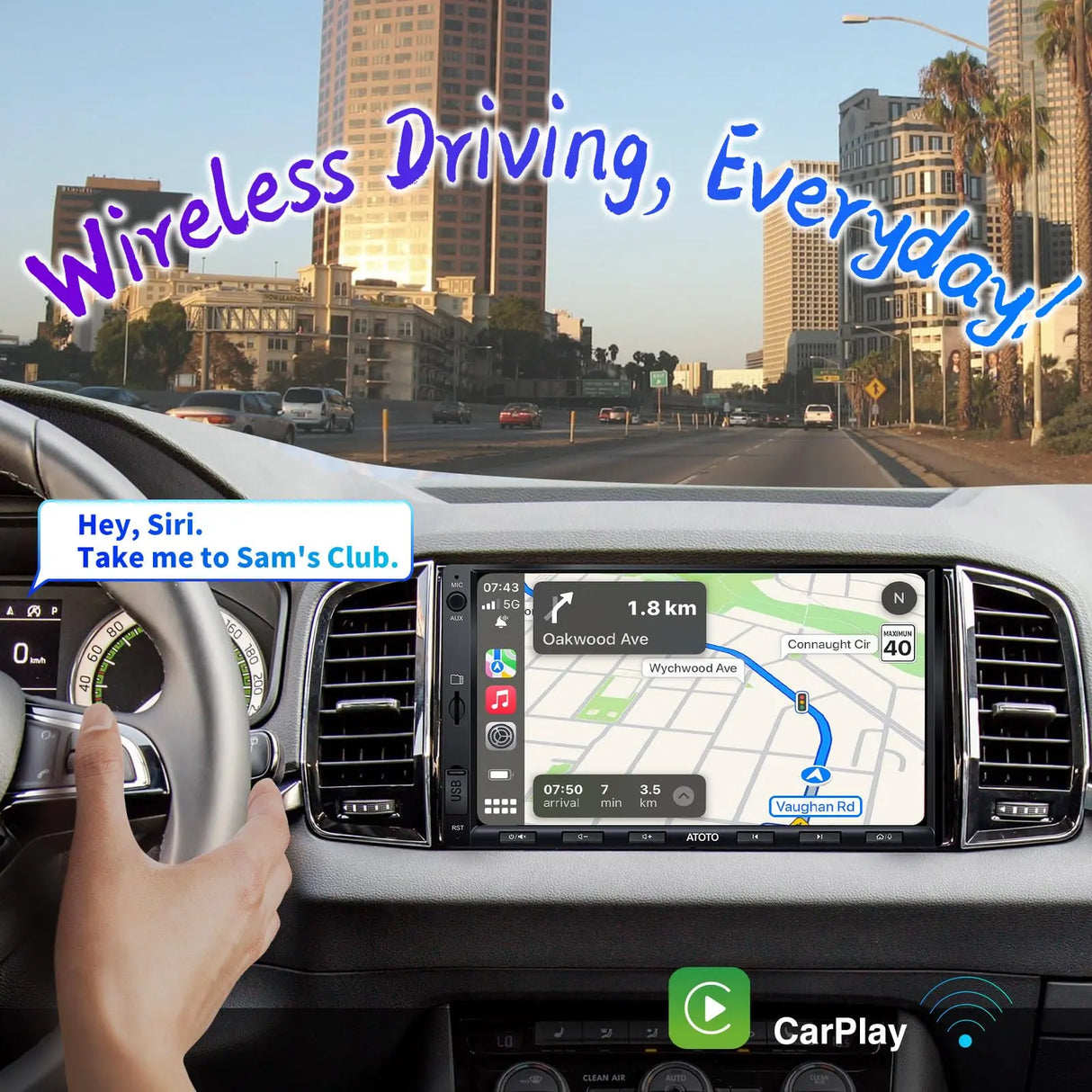 ATOTO F7G2A7WE Autoradio 2 DIN 7" – Schermo Tattile, Bluetooth, Mirror Link, Vista Posteriore in Diretta, CarPlay e Android Auto Wireless, Ricarica Rapida